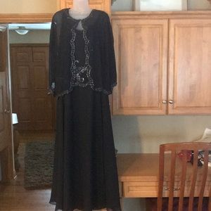 J Kara Plus Size Beaded Chiffon Gown with Jacket